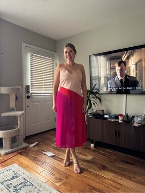 NWT Cushnie x Target Colorblock Pleated Midi Skirt in Pink and Red